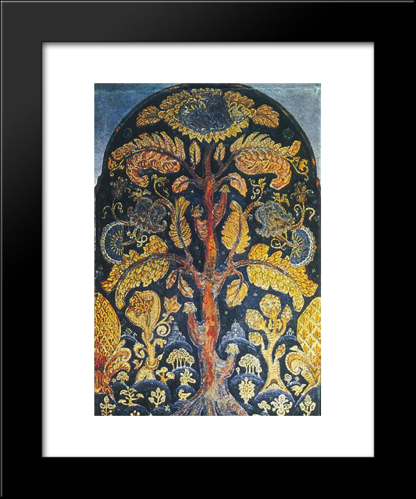 Sketch Of Mosaic To The Monument To Kuinji 20x24 Black Modern Wood Framed Art Print Poster by Roerich, Nicholas