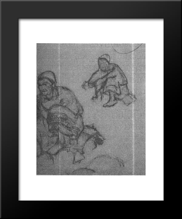Sketch To Holy Fire 20x24 Black Modern Wood Framed Art Print Poster by Roerich, Nicholas
