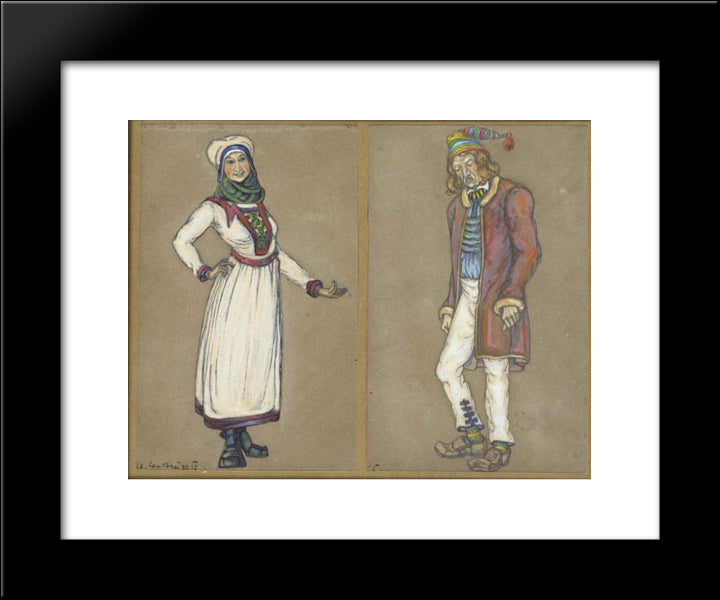 Sketches Of Costumes For Peer Gynt 20x24 Black Modern Wood Framed Art Print Poster by Roerich, Nicholas