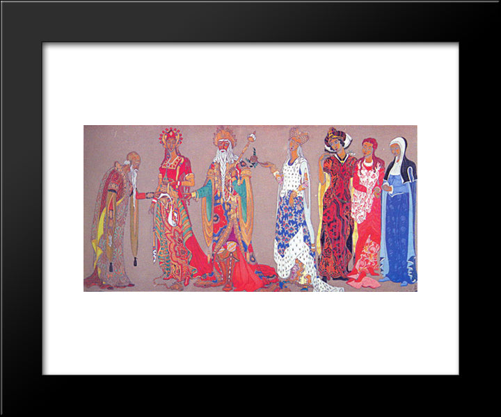 Sketches Of Costumes For Princess Maleine 20x24 Black Modern Wood Framed Art Print Poster by Roerich, Nicholas