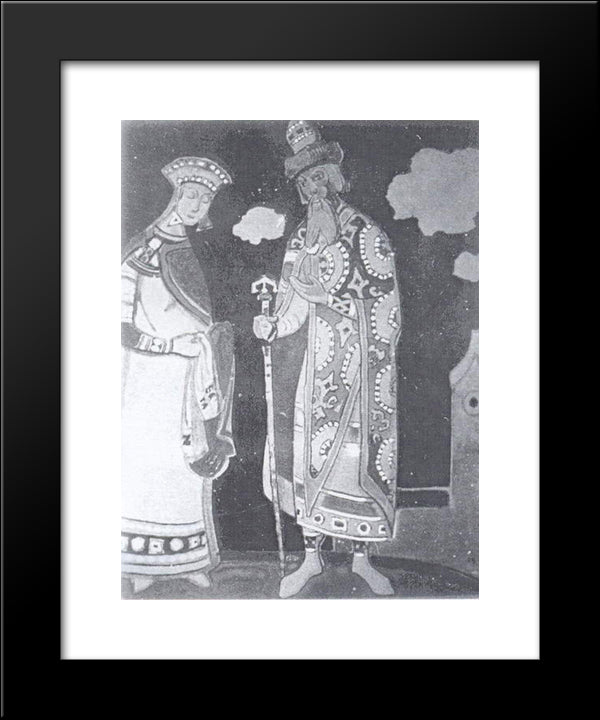 Snow Maiden And Berendey 20x24 Black Modern Wood Framed Art Print Poster by Roerich, Nicholas