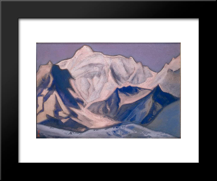 Snowy Peaks At Sunset 20x24 Black Modern Wood Framed Art Print Poster by Roerich, Nicholas