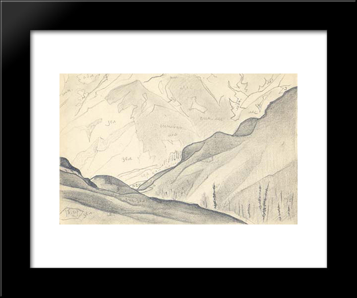 Solang Valley 20x24 Black Modern Wood Framed Art Print Poster by Roerich, Nicholas