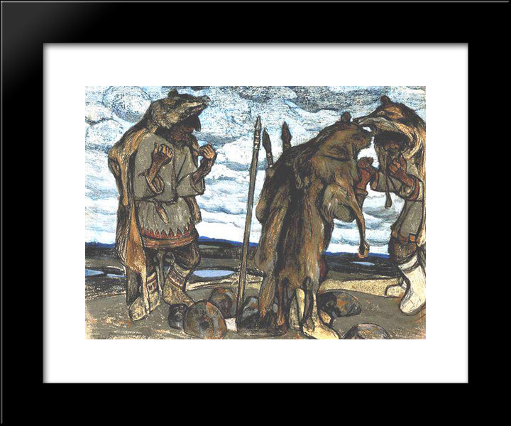 Sorcerers 20x24 Black Modern Wood Framed Art Print Poster by Roerich, Nicholas