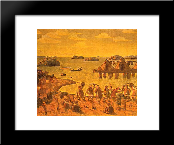 Stone Age 20x24 Black Modern Wood Framed Art Print Poster by Roerich, Nicholas