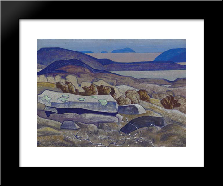 Stone Of The Leader 20x24 Black Modern Wood Framed Art Print Poster by Roerich, Nicholas