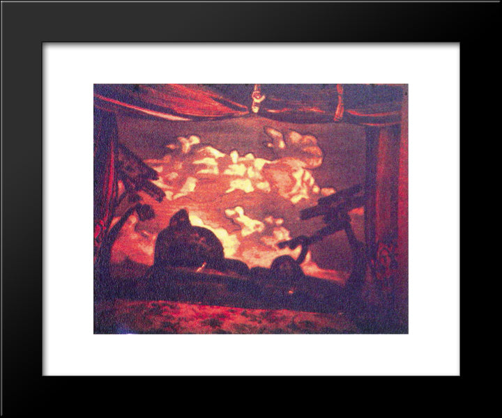 Study Of Scene Design For Night On Bald Mountain 20x24 Black Modern Wood Framed Art Print Poster by Roerich, Nicholas