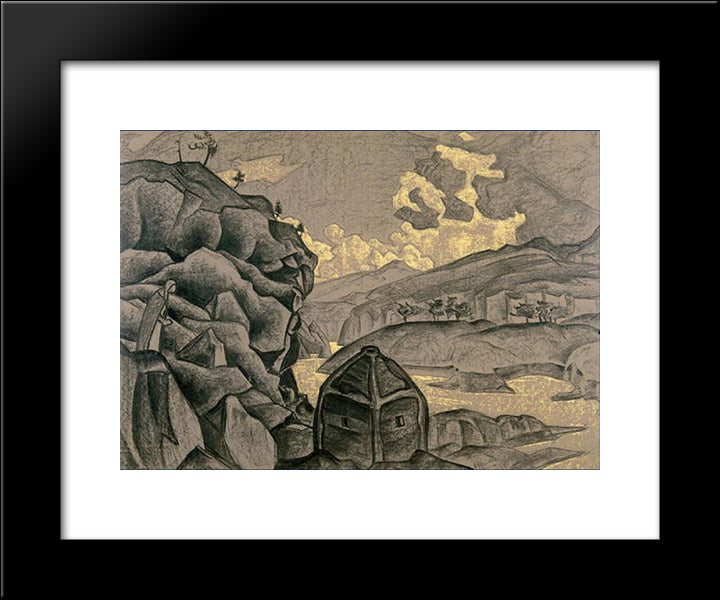 Study Of Scene Design For Peer Gynt 20x24 Black Modern Wood Framed Art Print Poster by Roerich, Nicholas