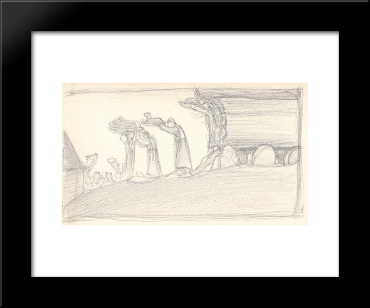 Study Of Women Carrying Goods 20x24 Black Modern Wood Framed Art Print Poster by Roerich, Nicholas
