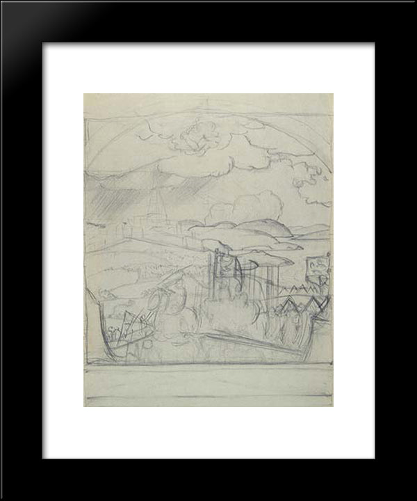 Study To Conquest Of Kazan 20x24 Black Modern Wood Framed Art Print Poster by Roerich, Nicholas