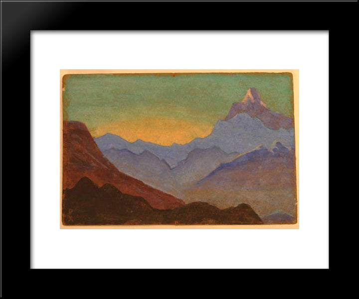 Sunrise In Himalayas 20x24 Black Modern Wood Framed Art Print Poster by Roerich, Nicholas