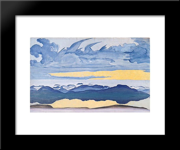 Sunset Rider 20x24 Black Modern Wood Framed Art Print Poster by Roerich, Nicholas