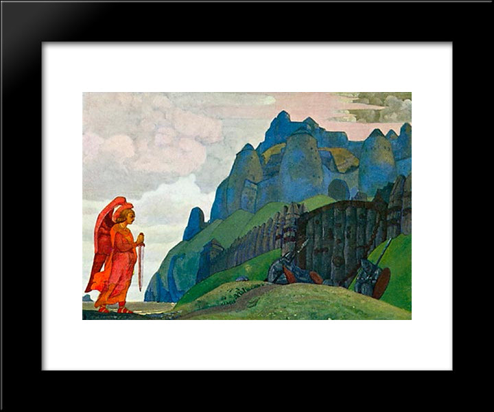 Sword Of Courage 20x24 Black Modern Wood Framed Art Print Poster by Roerich, Nicholas