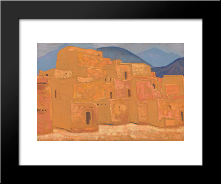 Taos Pueblo, New Mexico 20x24 Black Modern Wood Framed Art Print Poster by Roerich, Nicholas