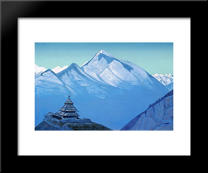 Temple In Naggar 20x24 Black Modern Wood Framed Art Print Poster by Roerich, Nicholas