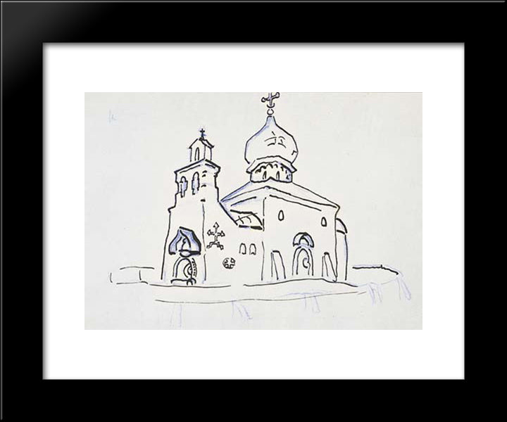 Temple In Skvernitsy 20x24 Black Modern Wood Framed Art Print Poster by Roerich, Nicholas