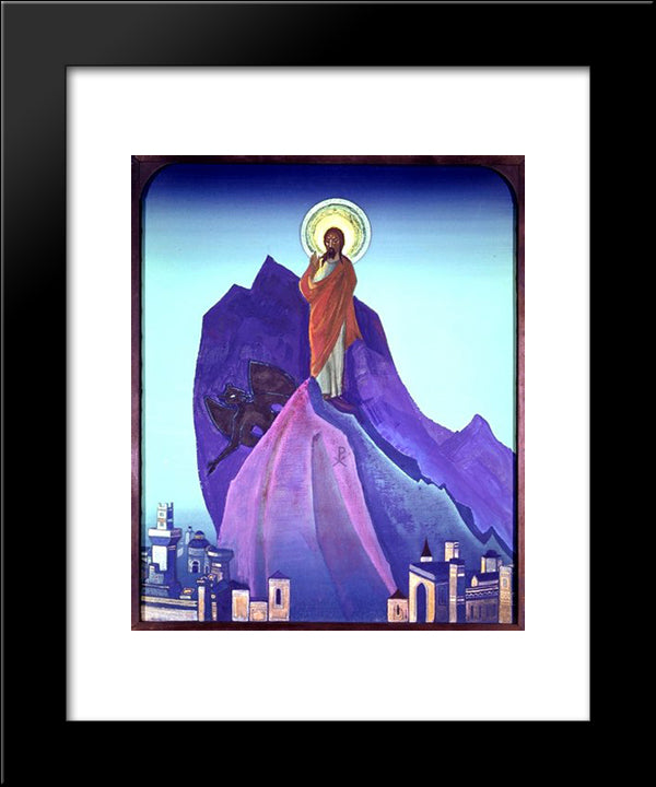 Temptation Of Christ 20x24 Black Modern Wood Framed Art Print Poster by Roerich, Nicholas
