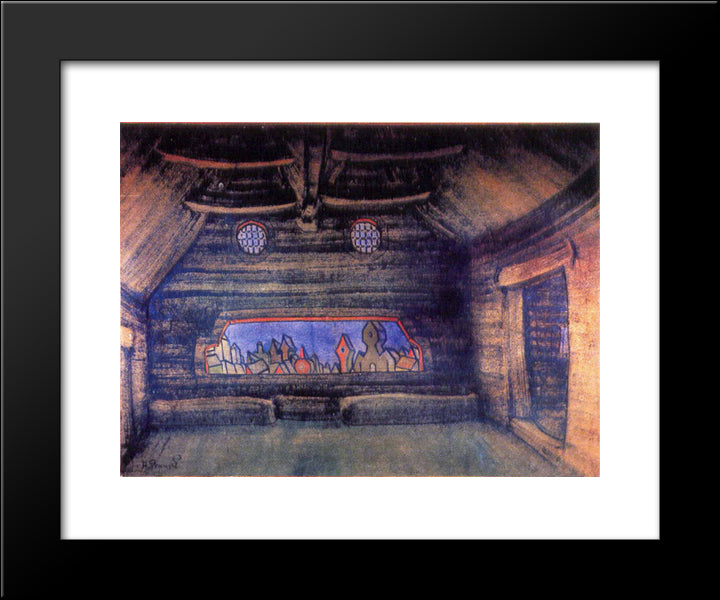 Terem Of Yaroslavna. New Moon. 20x24 Black Modern Wood Framed Art Print Poster by Roerich, Nicholas