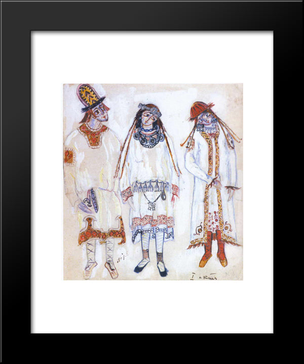 Three Personages 20x24 Black Modern Wood Framed Art Print Poster by Roerich, Nicholas