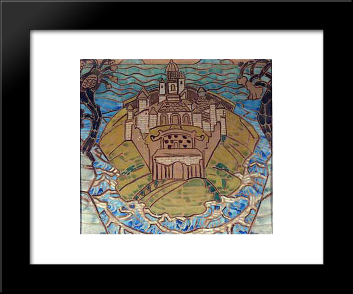 Town (Sketch For Carpet) 20x24 Black Modern Wood Framed Art Print Poster by Roerich, Nicholas