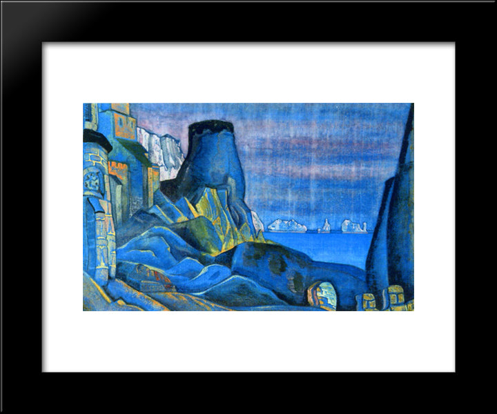 Tristan'S Castle 20x24 Black Modern Wood Framed Art Print Poster by Roerich, Nicholas