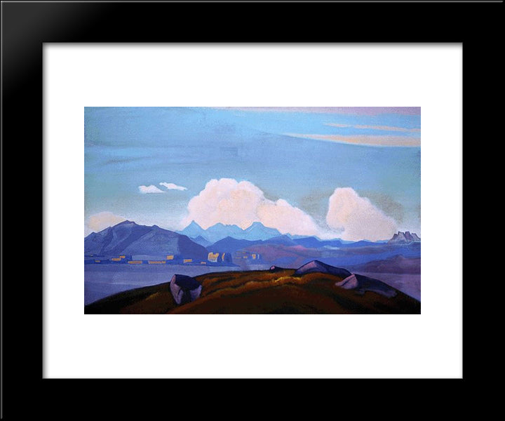 View Of Everest From Tibet 20x24 Black Modern Wood Framed Art Print Poster by Roerich, Nicholas