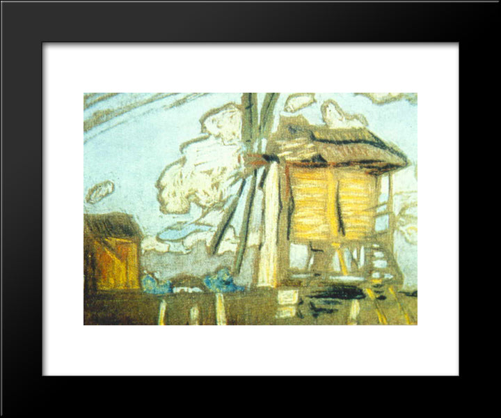 Windmill 20x24 Black Modern Wood Framed Art Print Poster by Roerich, Nicholas
