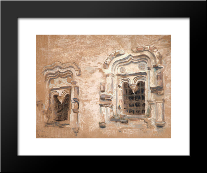 Windows Of The House Of Xvii Century 20x24 Black Modern Wood Framed Art Print Poster by Roerich, Nicholas