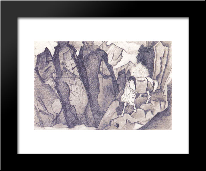 World'S Treasure 20x24 Black Modern Wood Framed Art Print Poster by Roerich, Nicholas