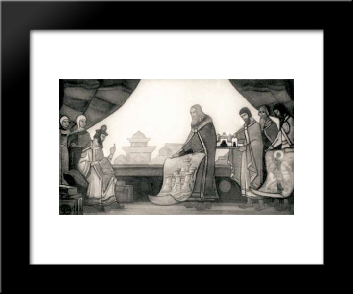 Yaroslav Is Glad For Kiev 20x24 Black Modern Wood Framed Art Print Poster by Roerich, Nicholas