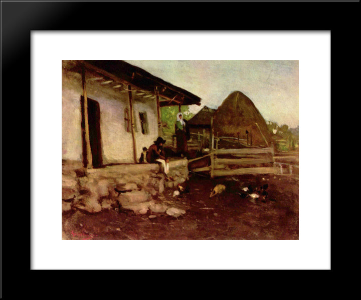 Farmhouse Yard 20x24 Black Modern Wood Framed Art Print Poster by Grigorescu, Nicolae