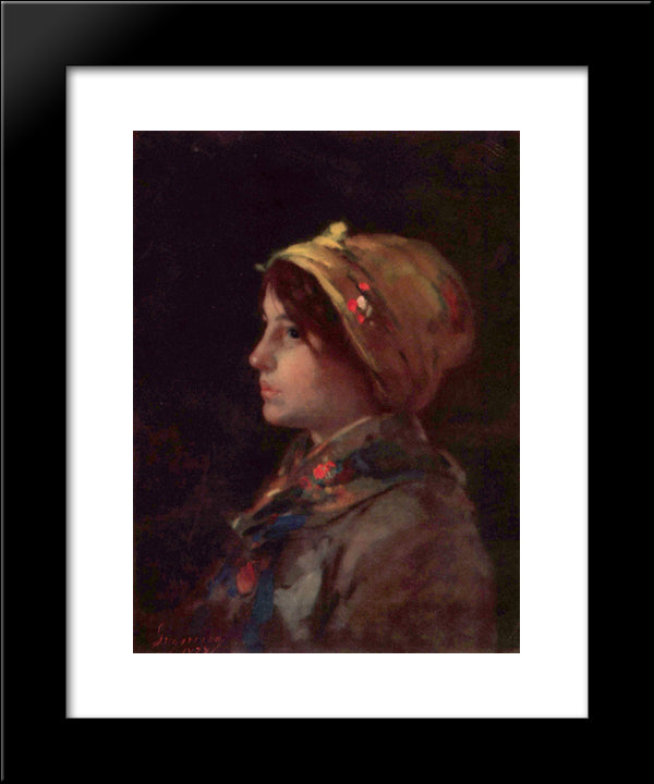 Head Of A Young Farmer 20x24 Black Modern Wood Framed Art Print Poster by Grigorescu, Nicolae