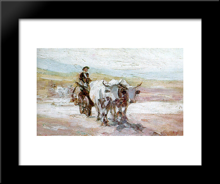 Oxcart 20x24 Black Modern Wood Framed Art Print Poster by Grigorescu, Nicolae
