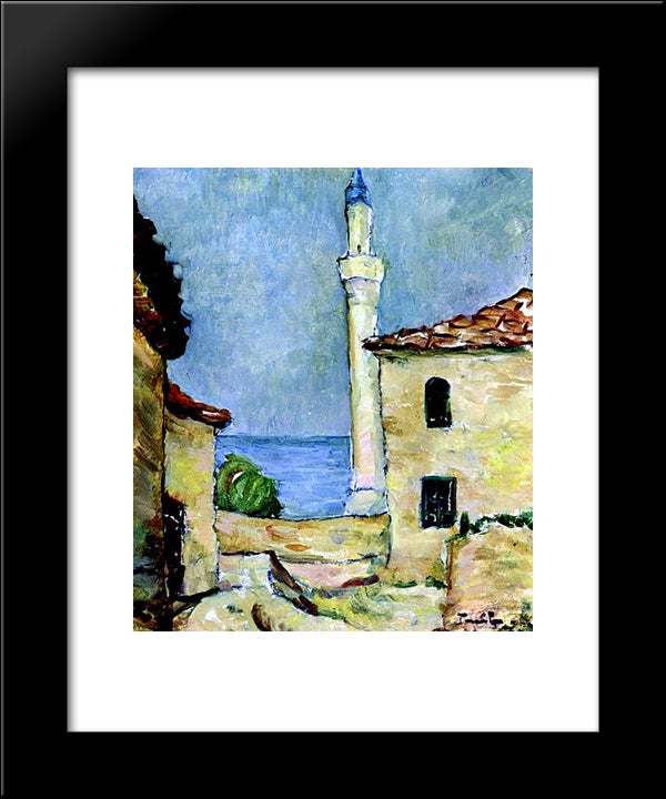 Lighthouse In Balchik 20x24 Black Modern Wood Framed Art Print Poster by Tonitza, Nicolae
