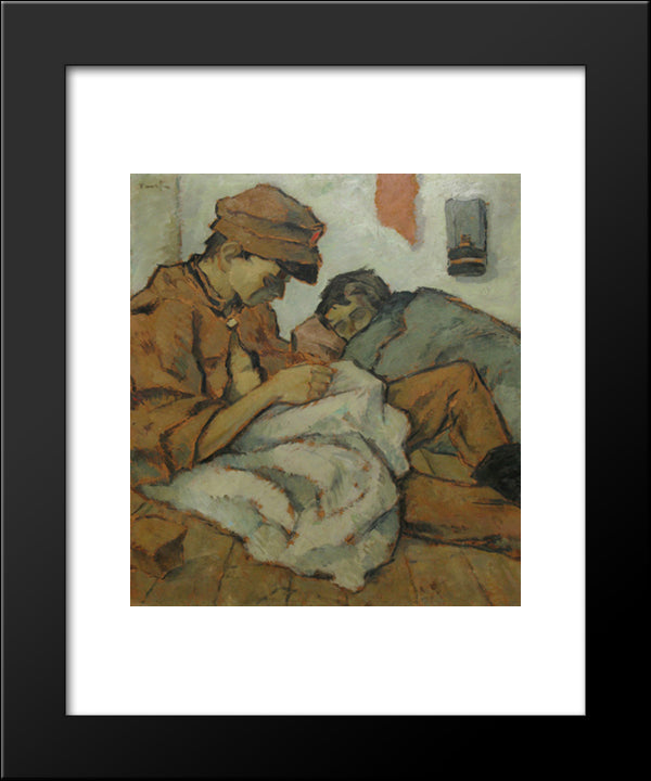 To Light The Lamp 20x24 Black Modern Wood Framed Art Print Poster by Tonitza, Nicolae