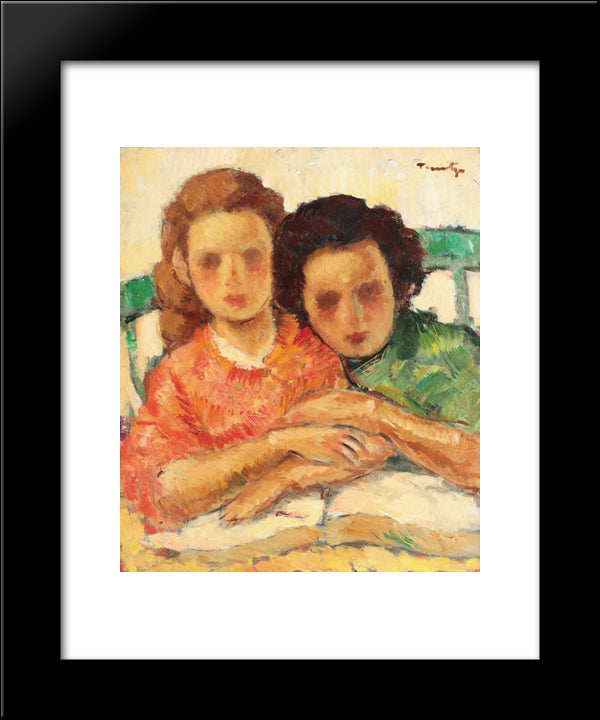 Two Sisters 20x24 Black Modern Wood Framed Art Print Poster by Tonitza, Nicolae