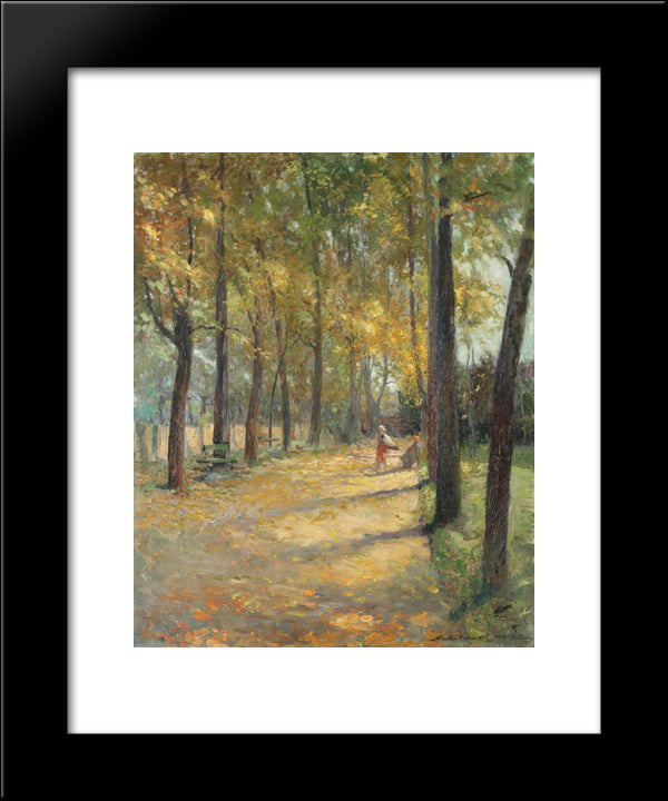 A Walk Through The Park 20x24 Black Modern Wood Framed Art Print Poster by Vermont, Nicolae