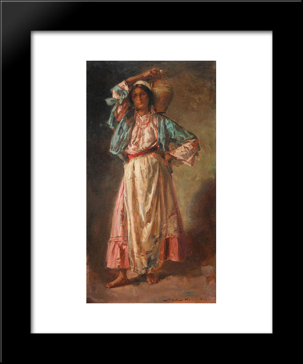 At The Well 20x24 Black Modern Wood Framed Art Print Poster by Vermont, Nicolae