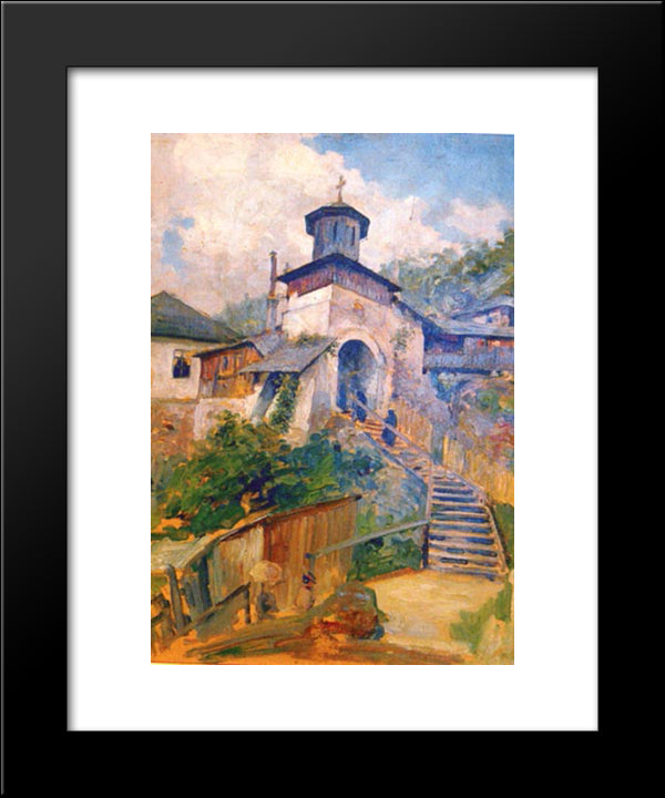 Namaiesti Monastery 20x24 Black Modern Wood Framed Art Print Poster by Vermont, Nicolae