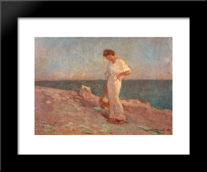 On The Seashore 20x24 Black Modern Wood Framed Art Print Poster by Vermont, Nicolae