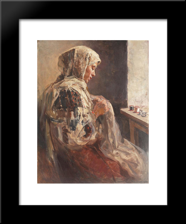 Seaming Wench 20x24 Black Modern Wood Framed Art Print Poster by Vermont, Nicolae