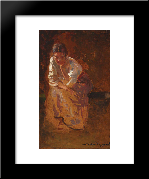 Thinking 20x24 Black Modern Wood Framed Art Print Poster by Vermont, Nicolae