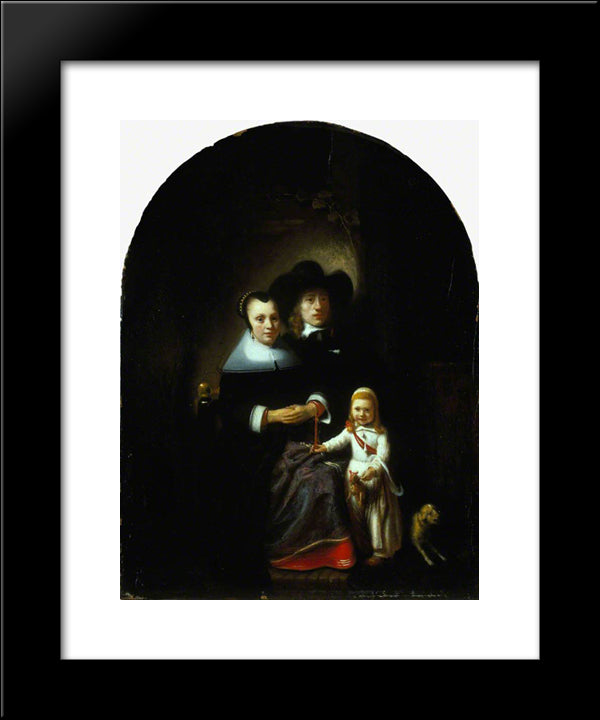 A Dutch Family Group 20x24 Black Modern Wood Framed Art Print Poster by Maes, Nicolaes