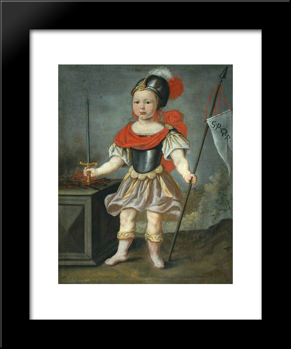 Boy In Fancy Dress As A Roman Soldier 20x24 Black Modern Wood Framed Art Print Poster by Maes, Nicolaes