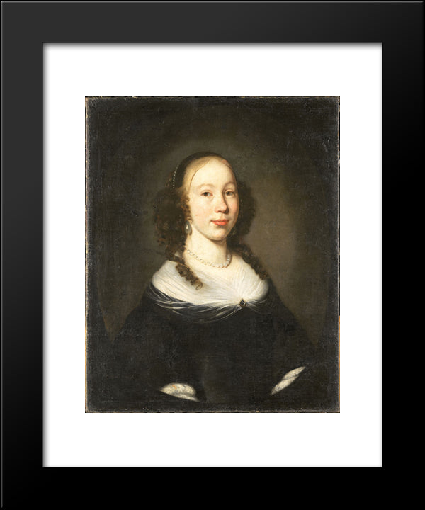 Portrait Of A Young Woman 20x24 Black Modern Wood Framed Art Print Poster by Maes, Nicolaes