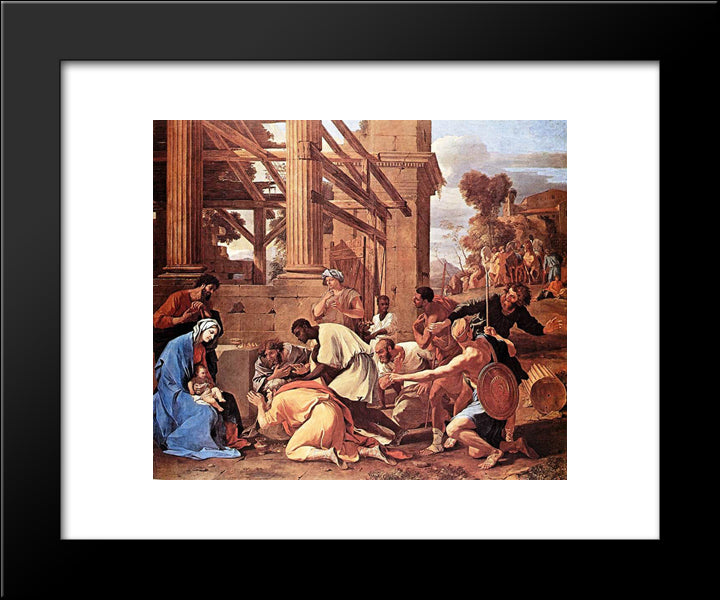 Adoration Of The Magi 20x24 Black Modern Wood Framed Art Print Poster by Poussin, Nicolas