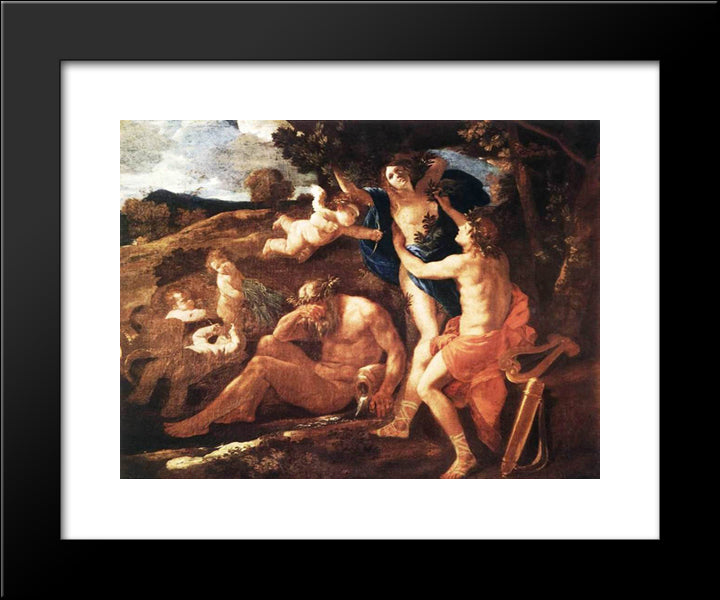 Apollo And Daphne 20x24 Black Modern Wood Framed Art Print Poster by Poussin, Nicolas
