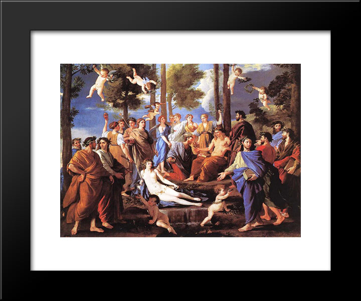 Apollo And The Muses 20x24 Black Modern Wood Framed Art Print Poster by Poussin, Nicolas