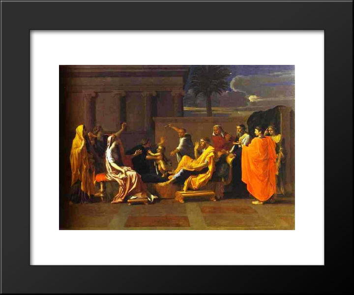 Baby Moses Trampling On The Pharaoh'S Crown 20x24 Black Modern Wood Framed Art Print Poster by Poussin, Nicolas
