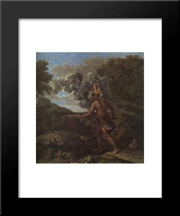 Blind Orion Searching For The Rising Sun 20x24 Black Modern Wood Framed Art Print Poster by Poussin, Nicolas